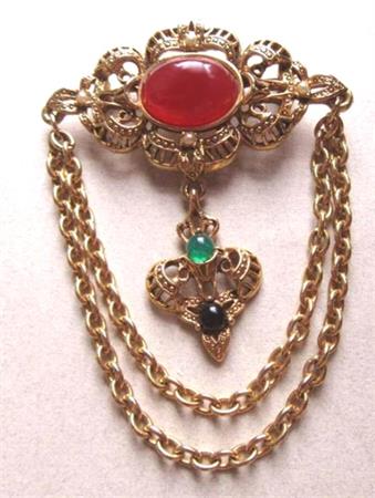 1980's Rhinestone And Chains Jacket Pin Brooch