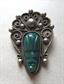 Carved Genuine Onyx Mask Sterling Pin Brooch Fine Jewelry