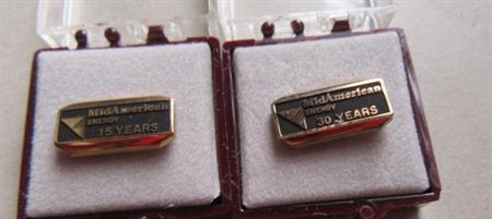 Two Mid American Energy Service Pins 1/1th 10k Gold