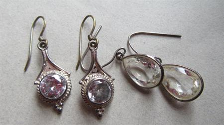 Two Pairs Crystal Pierced Earrings