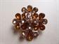 Amber Champagne Lucite Rhinestone Pin Brooch Vintage Jewelry