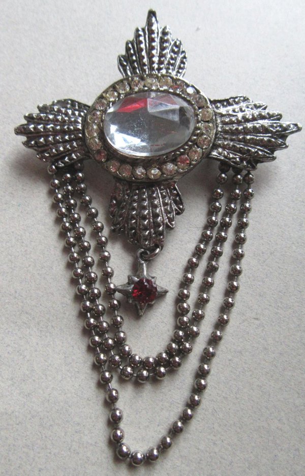 1980's Rhinestone Jacket Pin Brooch Vintage Jewelry