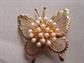 Monet Faux Pearl Butterfly Pin Brooch Vintage Jewelry