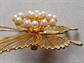 Monet Faux Pearl Butterfly Pin Brooch Vintage Jewelry