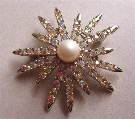 Vintage Rhinestone Star Pin Brooch 1950's Jewelry