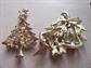 Two Vintage Christmas Pins Bells and Tree