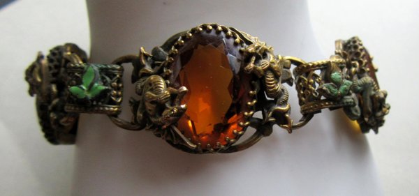 Vintage Max Neiger Winged Dragon Rhinestone Bracelet Smaller Wrist