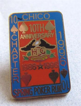 1996 Chico Spring  Poker Run 10th Anniversary Lapel Pin