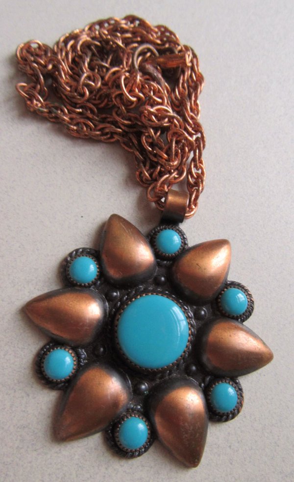 Mid Century Copper Necklace Vintage Jewelry