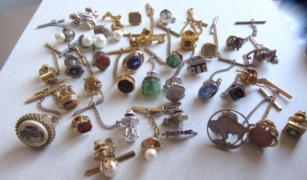 Vintage Tie Tacs Lot Genuine Stone Pearls And More Men's Jewelry