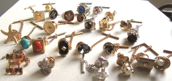 Vintage Tie Tac Lot Crystal Stone And More Men's Jewelry