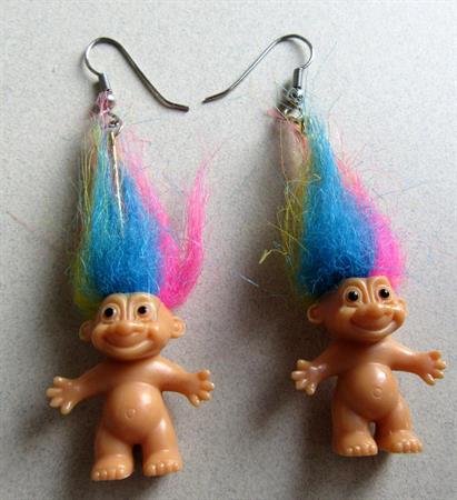 1990's Rainbow Troll Earrings Signed Russ