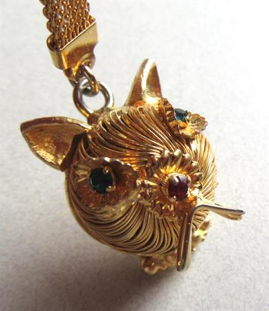 Vintage Wire Work Cat Head Ladies Key Chain Keyring