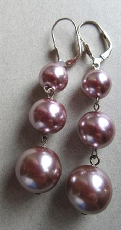 Sterling Silver Lilac Faux Pearl Pierced Earrings