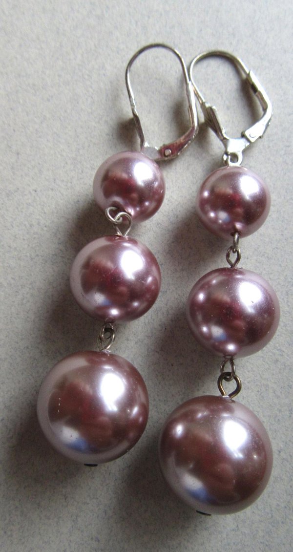 Sterling Silver Lilac Faux Pearl Pierced Earrings