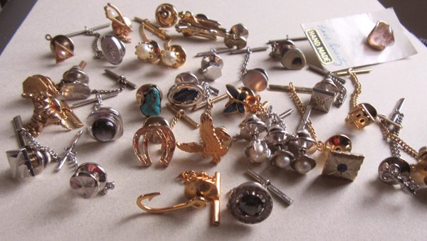 Vintage Tie Tac Lot Genuine Stones Pearls And More Men's Vintage Jewelry