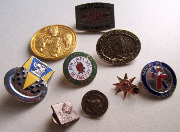 Vintage Pins Lot Bob Cat Scouts Harley 1969 Faux Coin and More Collectibles