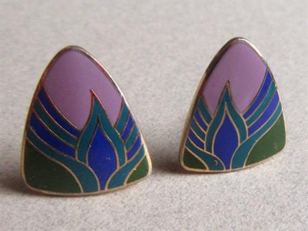 Vintage Laurel Burch Egyptain Flower Pierced Earrings Signed Jewelry