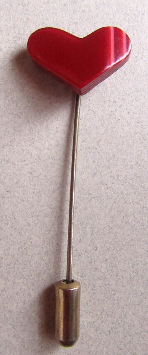 Vintage Layered Lucite Heart Stick Pin Lea Stein? Valentines