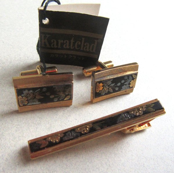 Vintage Karatclad Cuffliks Tie Bar Set Men's Jewelry