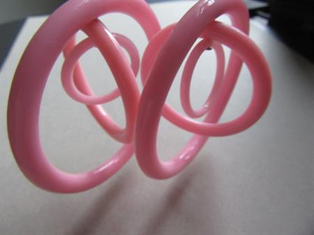 Retro Mod Style Pink Circles Pierced Earrings