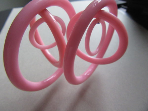 Retro Mod Style Pink Circles Pierced Earrings