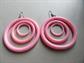 Retro Mod Style Pink Circles Pierced Earrings
