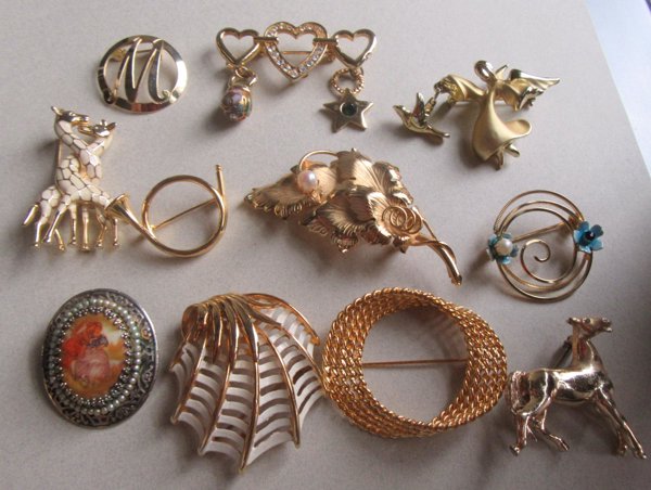 Vintage 1960's -'80's Pin Lot Brooches Monet