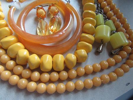 Vintage and Up Yellow Jewelry Lot Necklaces Earrings