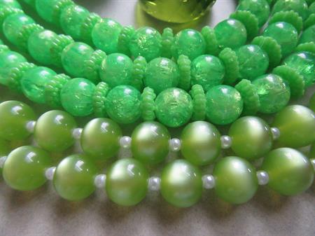 Vintage Green Jewelry Lot Necklaces Alien Earrings and More