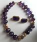 1980's Chunky Purple Gold Necklace Free Earrings Mr's Roper
