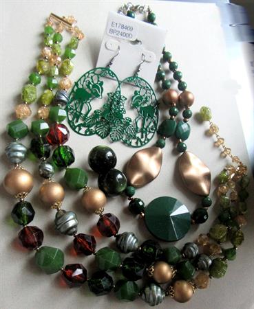 Vintage and Up Green Jewelry Lot Bambi Earrings