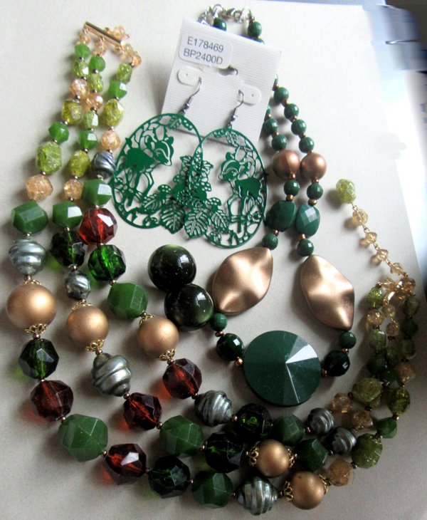 Vintage and Up Green Jewelry Lot Bambi Earrings