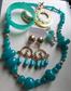 Vintage Blue Jewelry Lot Lucite Necklace Earrings Bangle