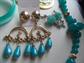 Vintage Blue Jewelry Lot Lucite Necklace Earrings Bangle