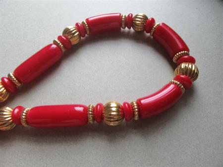 Vintage Red Lucite Trifari Necklace Signed Jewelry