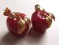 Vintage Red Lucite Apple Pierced Earrings