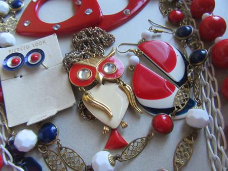 Vintage Red White blue Jewelry Lot