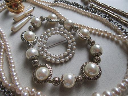 Vintage And Up Faux Pearl Jewelry Lot  And Spoon Ring