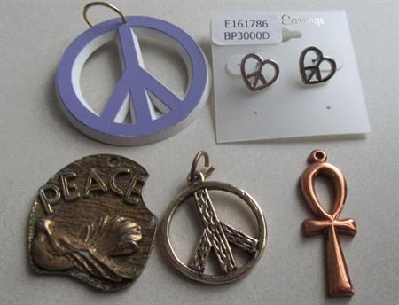 Vintage Peace Pendants Charms Earrings Lot