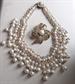 Vintage 1950's Faux Pearl Bib Choker  Necklace and Free Pin