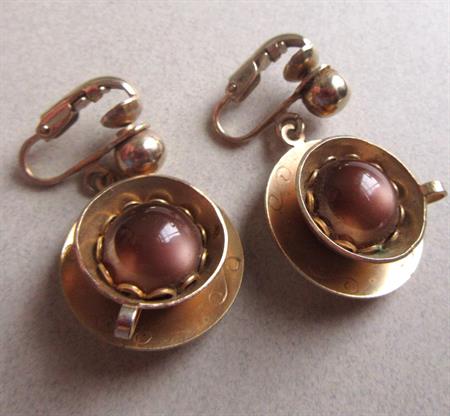 1950's Cups of Coffee Earrings Vintage Jewelry Barista Gift