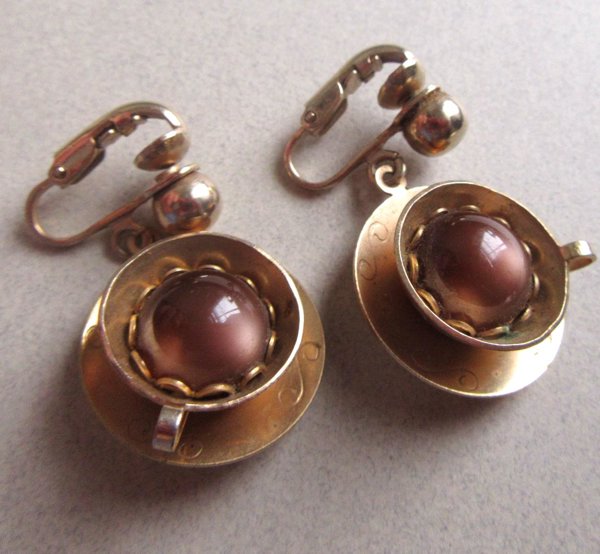 1950's Cups of Coffee Earrings Vintage Jewelry Barista Gift