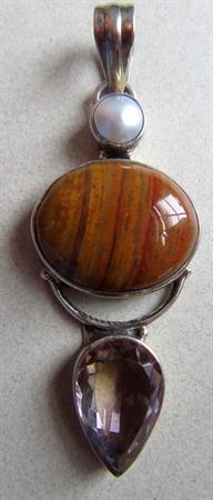 Steling Silver Gemstone Pearl Pendant Fine Jewelry