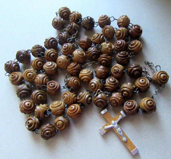 Vintage Olive Wood Rosary Terra Santa Relic Jerusalem