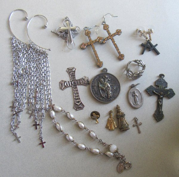 Vintage and Up Religious Jewelry Lot Christian Child of Prague Charms