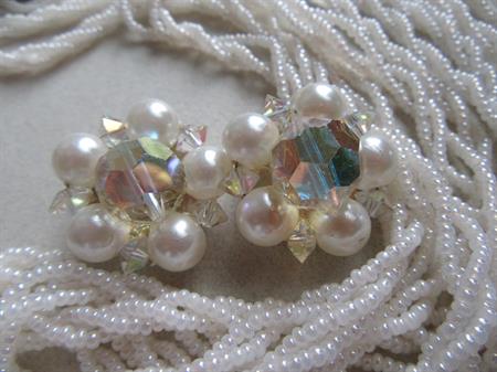 Vintage Glass Necklace Japan Lisner Earrings Signed Jewelry