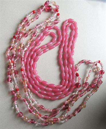 Vintage Pink Glass Beads Lot Jewelry Making Supplies