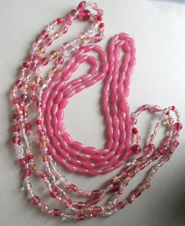 Vintage Pink Glass Beads Lot Jewelry Making Supplies