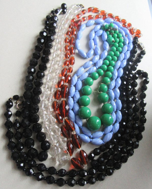 Vintage Glass Beads Lot. Necklaces Some Wearable Jewelry Making
